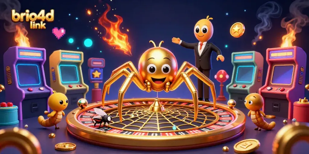 Place bets while spinning the web of chance with brio4d link in a thrilling casino scene.