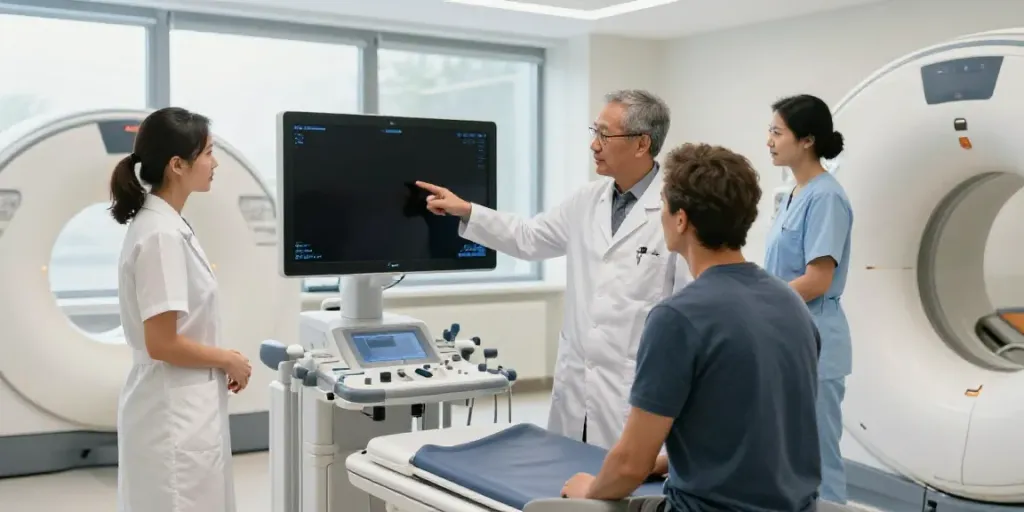 Patientenberatung im Diagnostikzentrum Wolfsburg mit modernster Medizintechnik.
