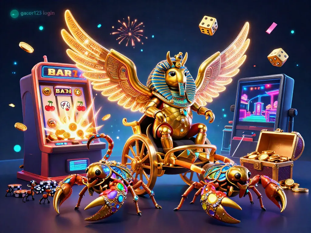 Engage in thrilling gameplay with Gacor123 login featuring vibrant visual elements from a digital casino scene.