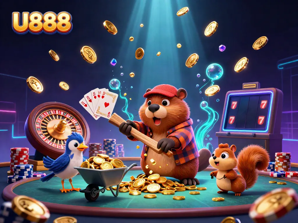 Experience thrilling gameplay at U888 with dynamic casino-themed adventures featuring vibrant characters and gold coins.