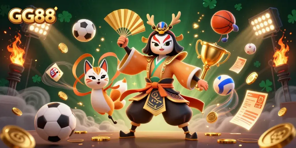 Experience the thrilling world of GG88 with dynamic casino characters and vibrant gaming elements.