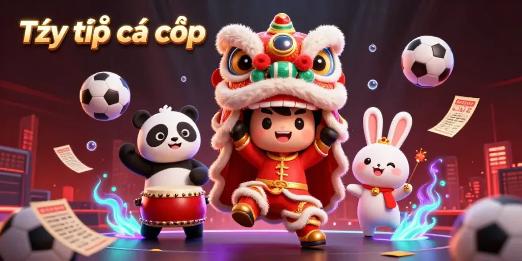 Experience engaging sports betting with Tỷ lệ cá cược as cute characters celebrate in a bustling casino scene.